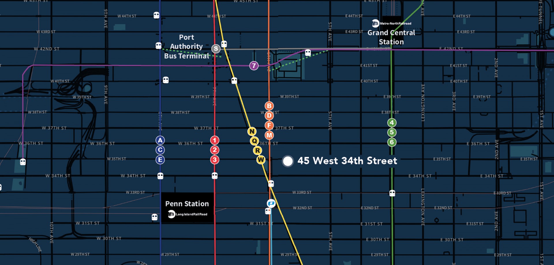 Map for 45 West 34th Street