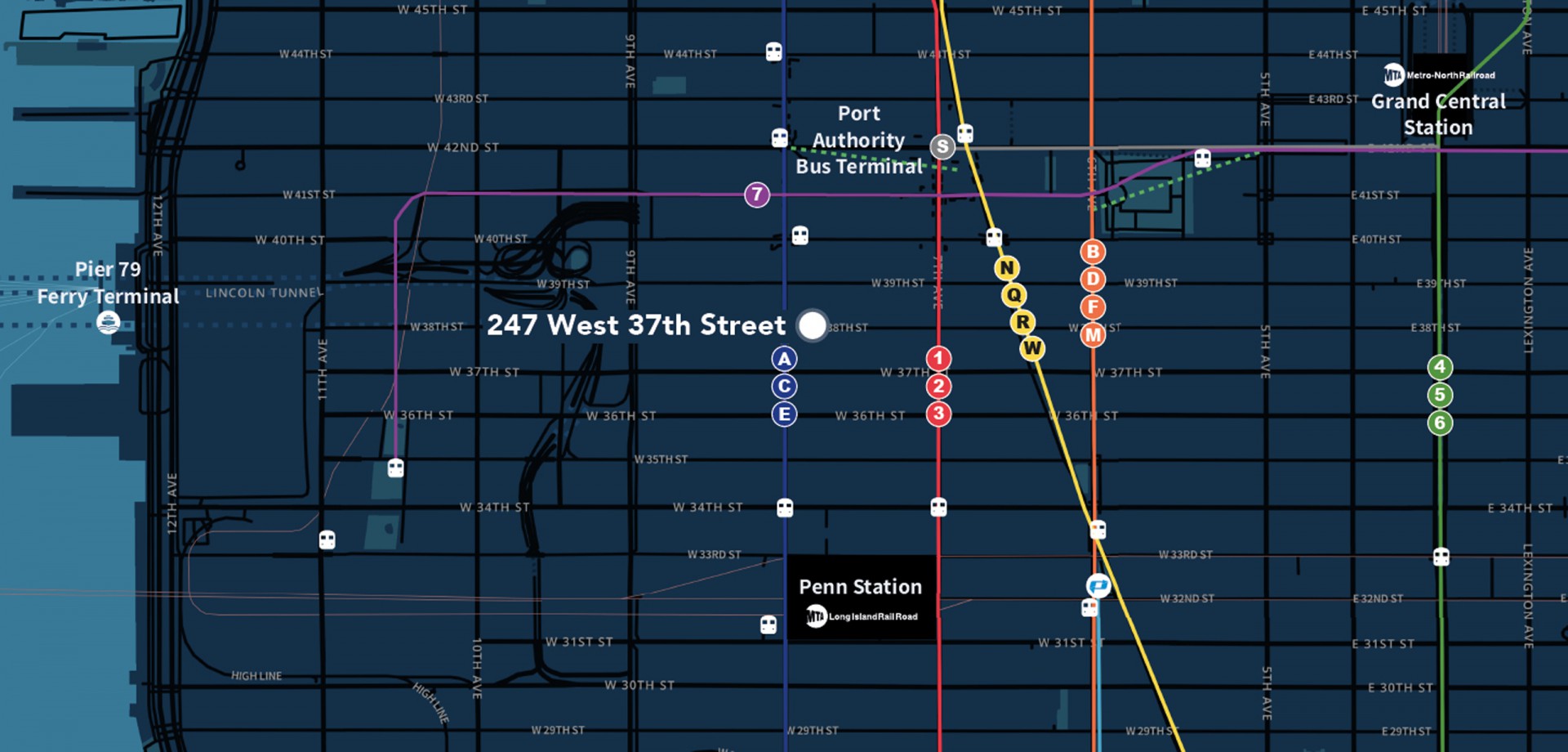 Map for 247 West 37th Street