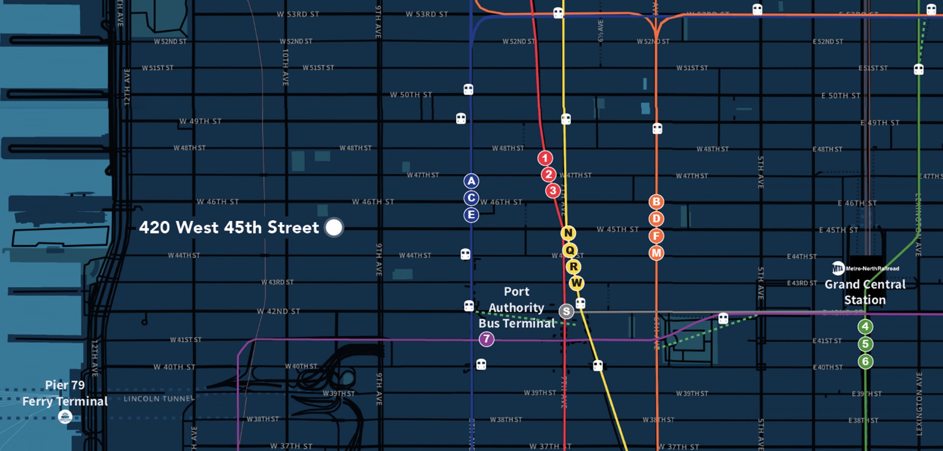 Map for 420 West 45th Street