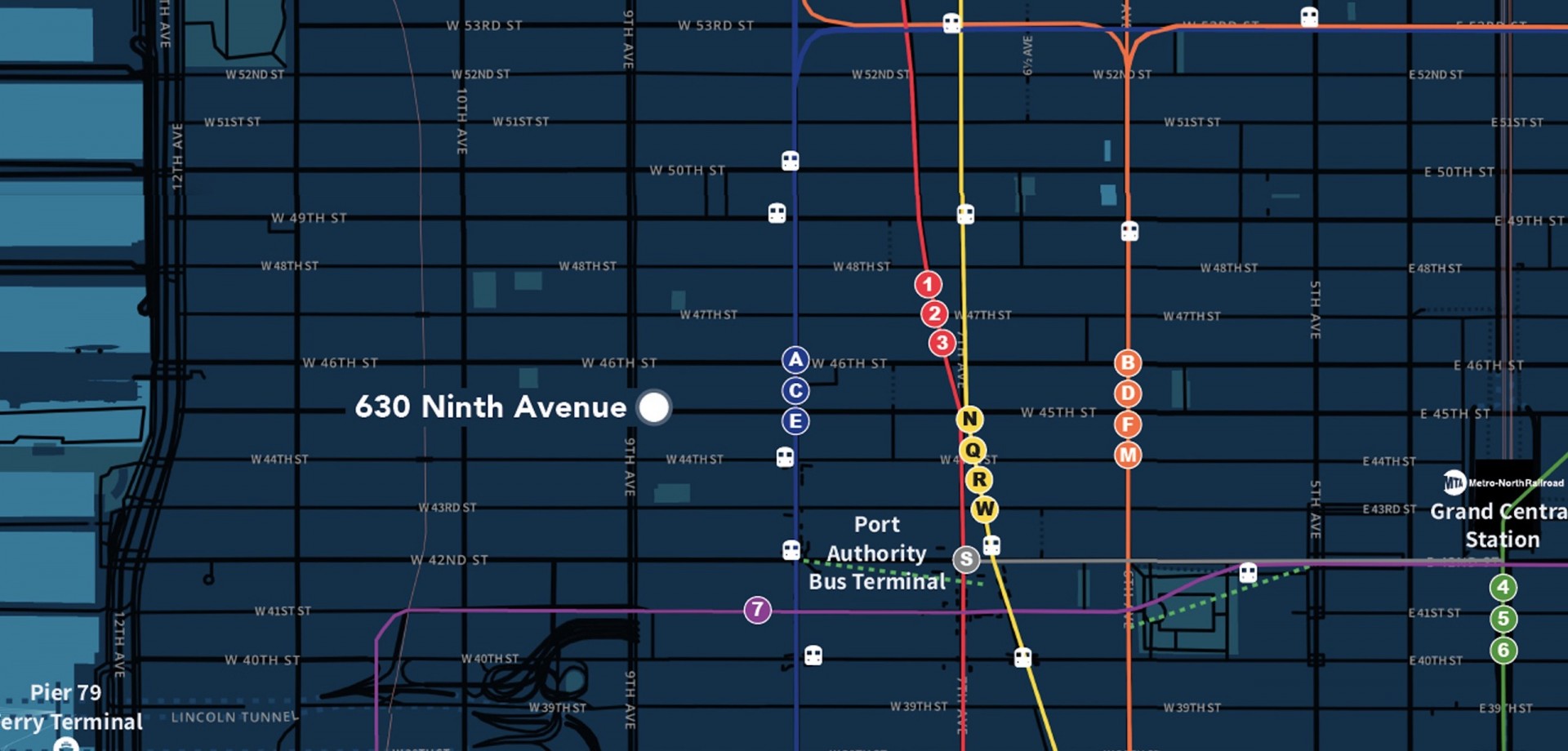 630 Ninth Avenue local area transit map